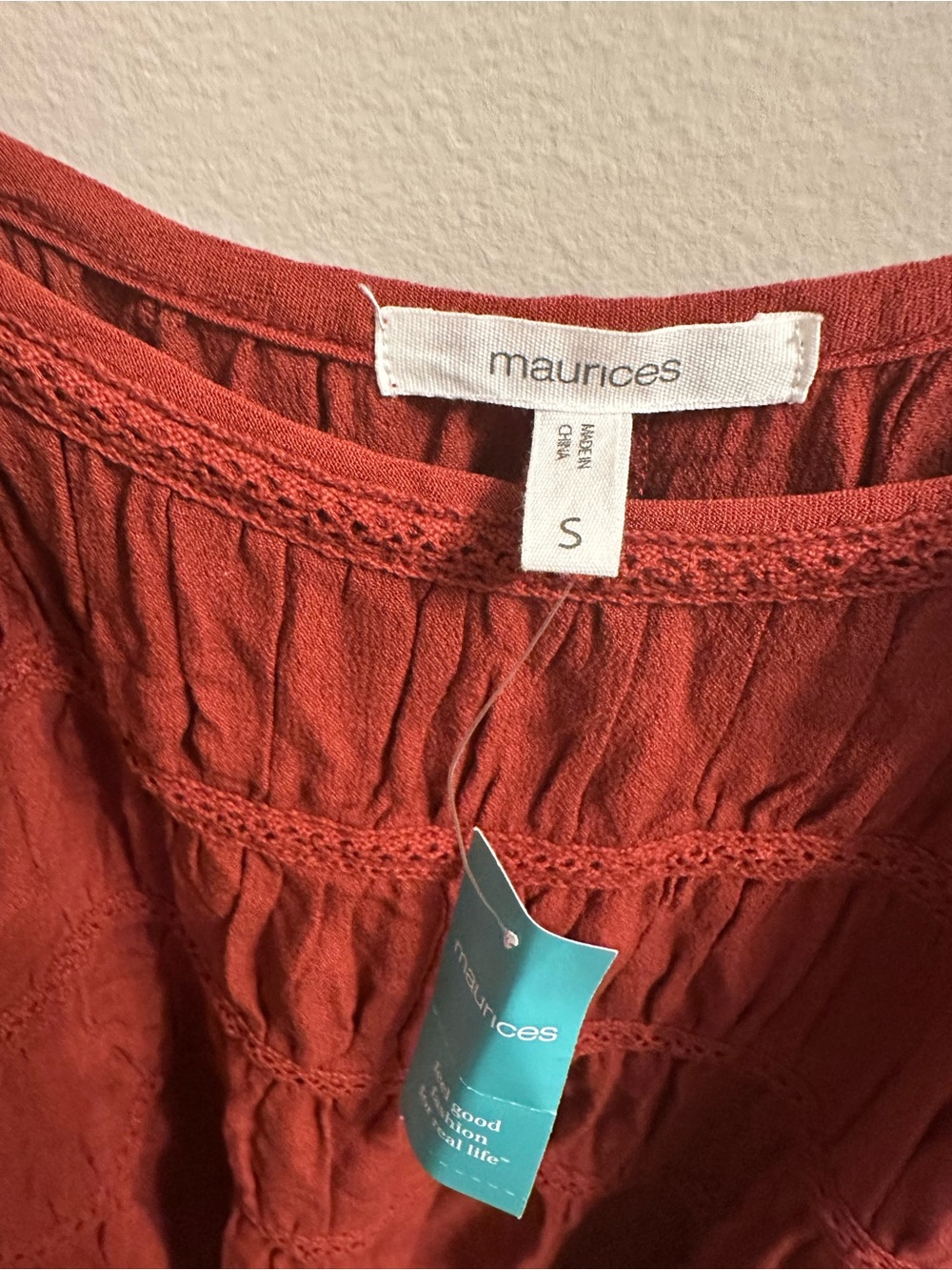 #468 Maurices Rust Ruffled Strap Tank Top - Picture 2 of 3